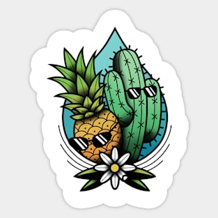 pineapple and cactus Sticker